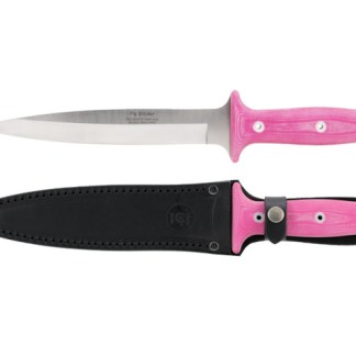 Nieto pig sticker pink micarta with leather sheath